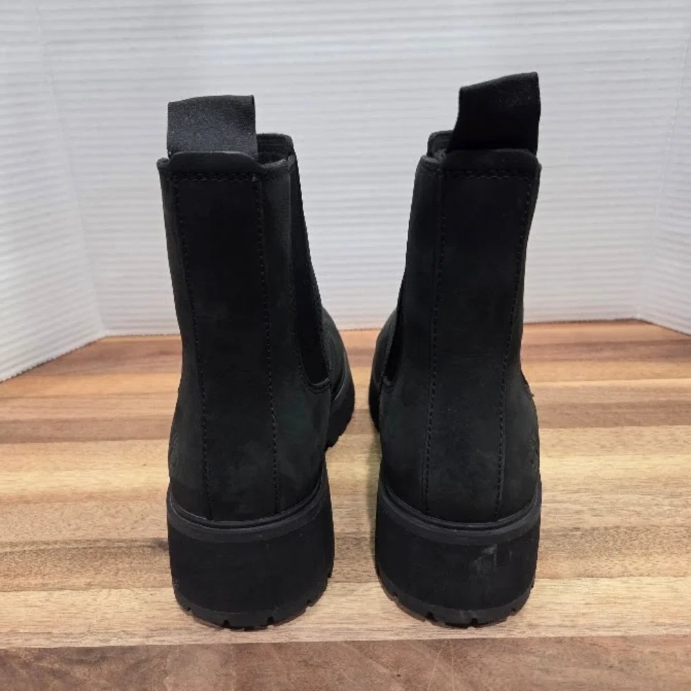 Timberland Carnaby Cool Chelsea Boots Women's 7 Black Nubuck Leather Lug A5NPK